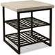 Riverside Furniture Capri Alabaster Travertine Stone Top Side Table with Black Base-1