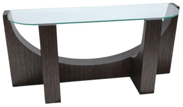 Magnussen Home® Beckham Glass Top Sofa Table with Rustic Tavern Base-4