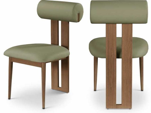 Meridian Furniture Dario 2-Piece Olive/Walnut Faux Leather Dining Chair Set-1
