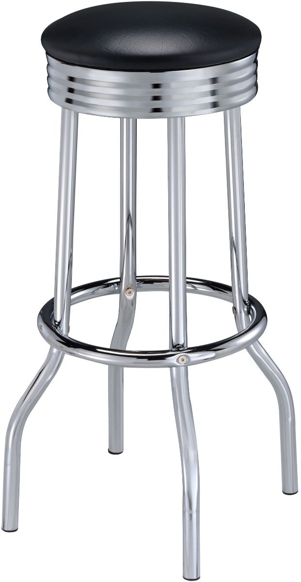 Coaster® Theodore 2-Piece Black/Chrome Soda Fountain Bar Stools-1