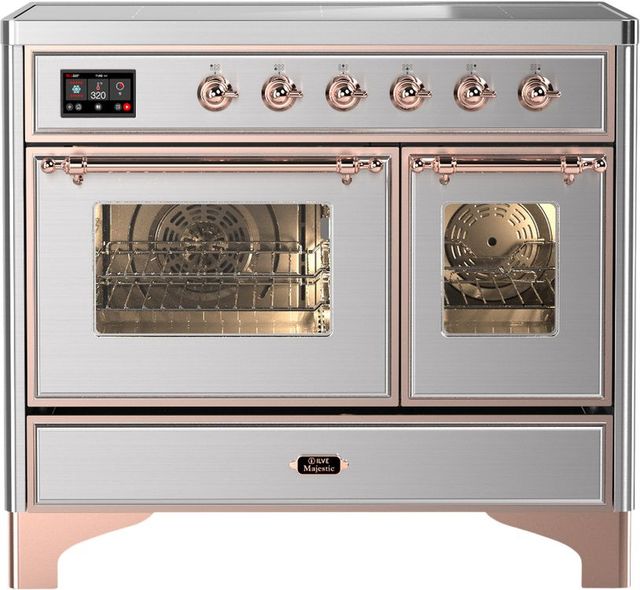 Ilve® Majestic III 40" Stainless Steel Pro Style Induction Range with Triple Glass Door and Copper Trim-0