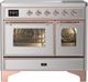 Ilve® Majestic III 40" Stainless Steel Pro Style Induction Range with Triple Glass Door and Copper Trim-0