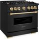 ZLINE Classic Autograph Edition 36" Black Stainless Steel Pro Style Dual Fuel Range with Polished Gold Accents-2