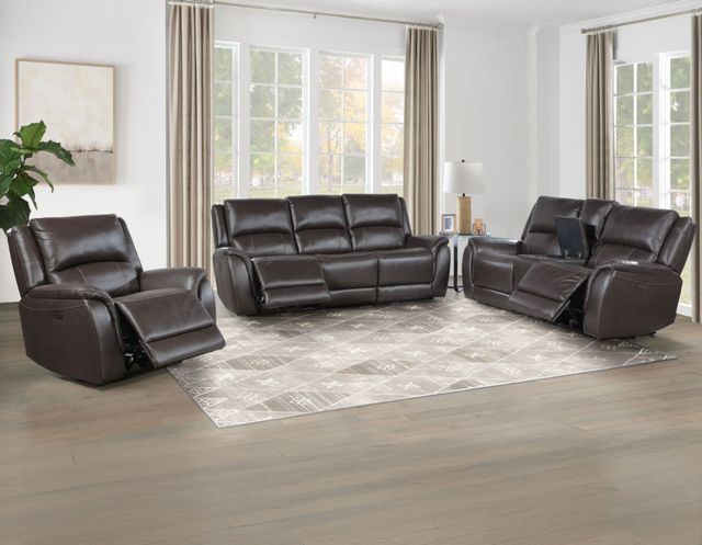 Steve Silver Co. Alexandria 3-Piece Chocolate Leather Power Reclining Sofa-4