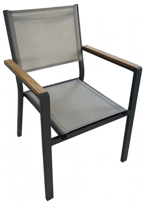 Furniture of America® Mackay Gunmetal/Natural Aluminum/Teak Outdoor Chair-0