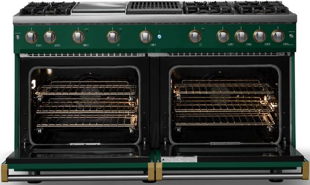 Viking® 5 Series 60" Ivy Pro Style Gas (NG) Range with Brushed Brass Trim-1
