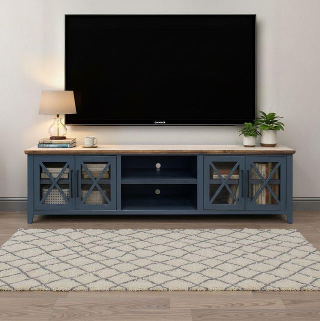 Legends Home Ithaca Blue Denim/Bourbon 96" TV Console-1