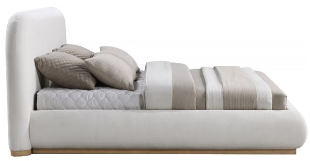 Meridian Furniture Vaughn Cream Queen Chenille Fabric Upholstered Panel Bed-2