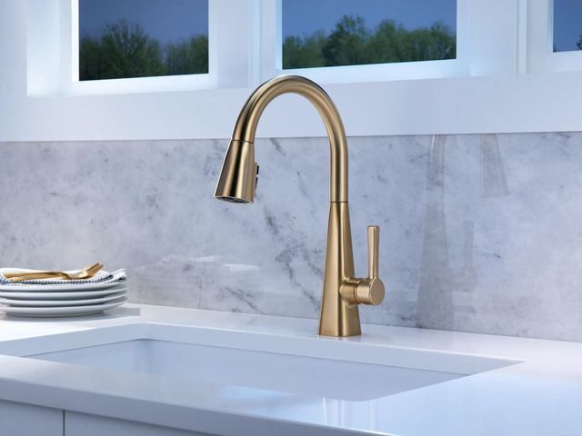Delta Lenta® Brushed Gold Single Handle Kitchen Faucet-1