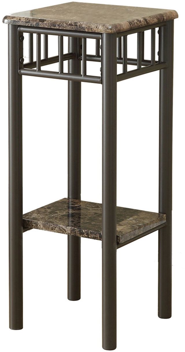 Monarch Specialties Inc. Cappuccino Marble Bronze Accent Table-0