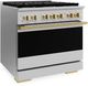 ZLINE Marino 36" Stainless Steel Pro Style Dual Fuel Range with 6-Burner DuoPro™ Cooktop and Electric Convection Oven and Polished Gold Accents-3