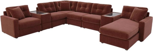 Drew & Jonathan Home ModularOne New Horizon 8-Piece Merlot Modular Chaise Sectional with Console