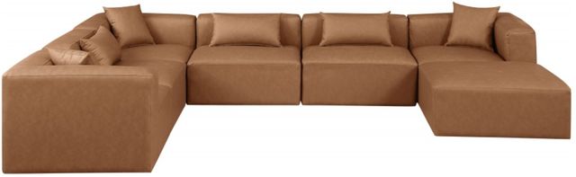 Meridian Furniture Cube 7-Piece Brown Vegan Leather Sectional-1