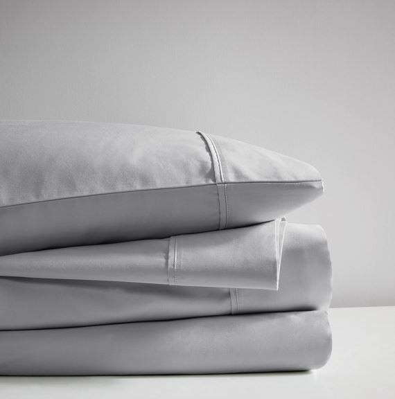 Olliix by Clean Spaces Allergen Barrier Light Gray King 300 Thread Count Cotton Sheet Set-1