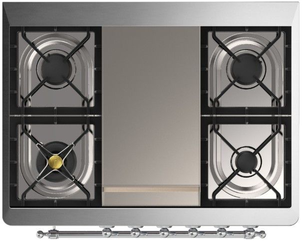 Ilve® Majestic III 36'' White Pro Style Dual Fuel Natural Gas Range with Triple Glass Door and Chrome Trim-3