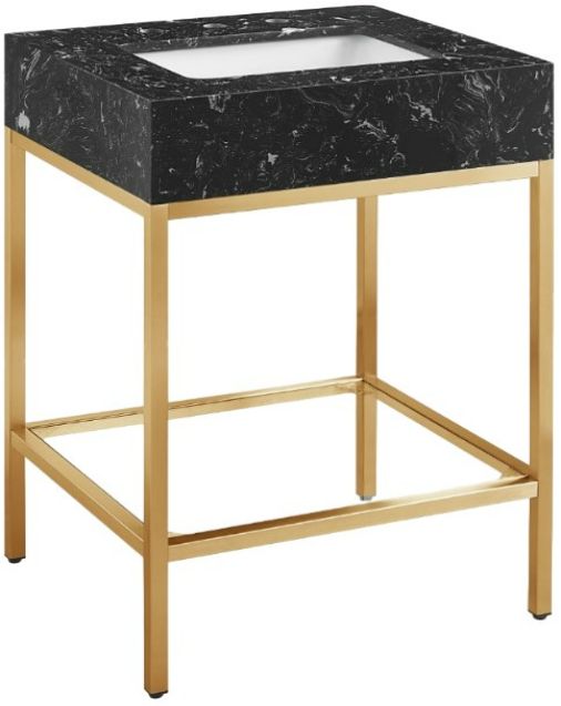 Meridian Furniture Marmo Black/Brushed Brass 24" Bathroom Vanity-0