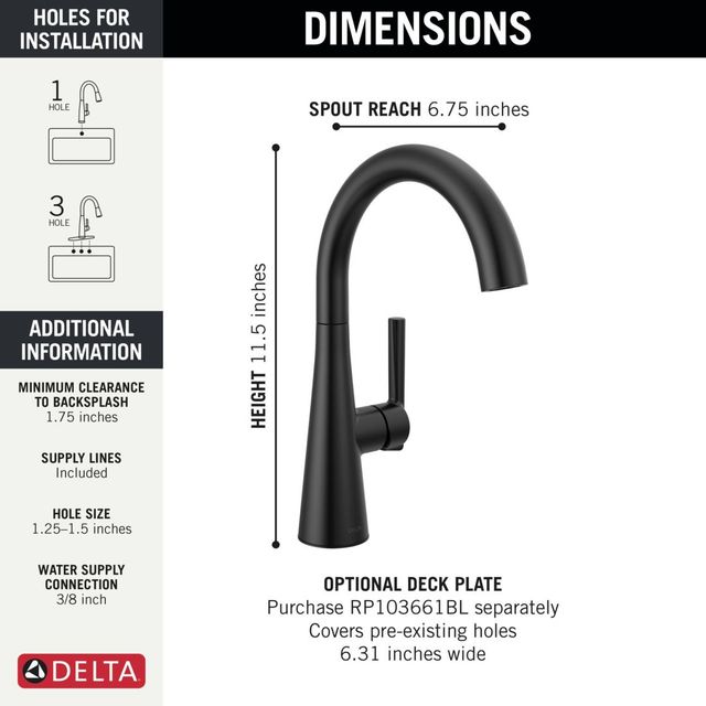 Delta Other Matte Black Single Handle Bar/Preparation Faucet-2