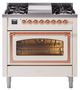 Ilve® Nostalgie II Noblesse 36'' Antique White Liquid Gas Pro Style Dual Fuel Range with Copper Trim-0