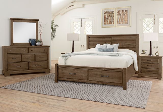 Artisan & Post by Vaughan-Bassett Cool Rustic Mink California King Storage Plank Bed-1