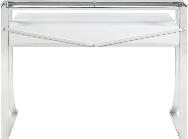 Coaster® Gemma Glossy White/Chrome 2-Drawer Writing Desk-2