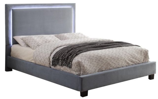 Mazin Furniture Lumina Upholstered Gray Queen Platform Bed-0