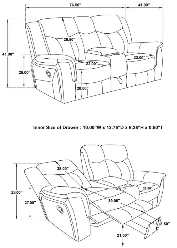 Coaster® Conrad 3-Piece Gray Manual Reclining Sofa Set-3