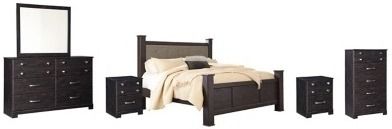 Signature Design by Ashley® Reylow 6-Piece Dark Brown King Poster Bed Set-0