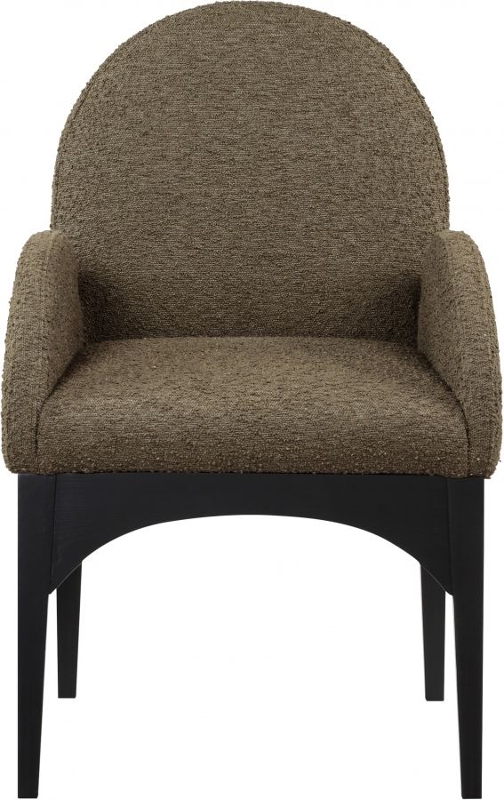Meridian Furniture Waldorf Olive/Black Boucle Upholstered Dining Arm Chair-1