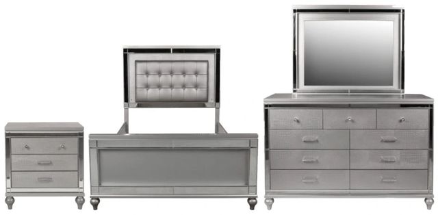New Classic® Home Furnishings Valentino 4-Piece Silver King Panel Bedroom Set-0