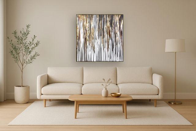 Classy Living Golden Veil Metallic Abstract Wall Art-1