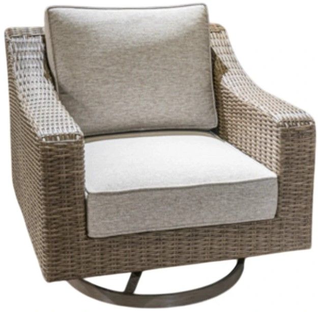 Signature Design by Ashley® Revare Beach Beige Fabric/Resin Wicker Outdoor Swivel Lounge-0