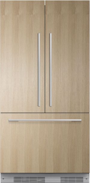 Front view of the Fisher & Paykel Series 7 36 in. 16.8 Cu. Ft. Panel Ready Built In French Door Refrigerator