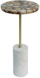 A & B Home Gold Agate Side Table with White Marble Base -0