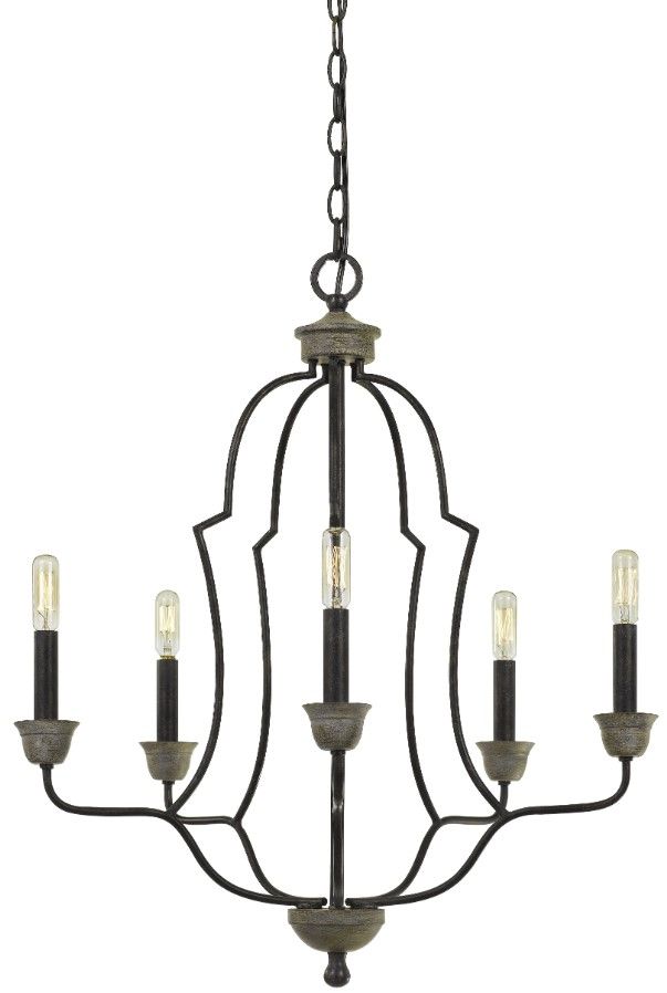 Cal® Lighting & Accessories Lebrija Textured Bronze Chandelier-0