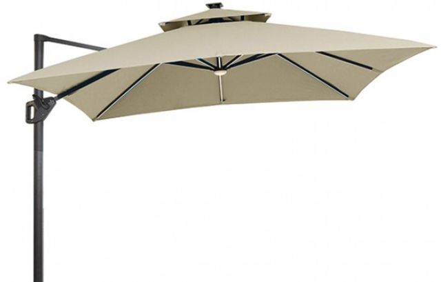 Furniture of America® Aurora Beige Aluminum/Polyester Fabric Outdoor Patio Umbrella with LED-0