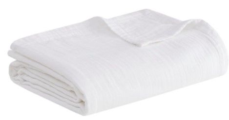 Olliix by Clean Spaces Gauze White Full/Queen 100% Cotton Lightweight Blanket-0