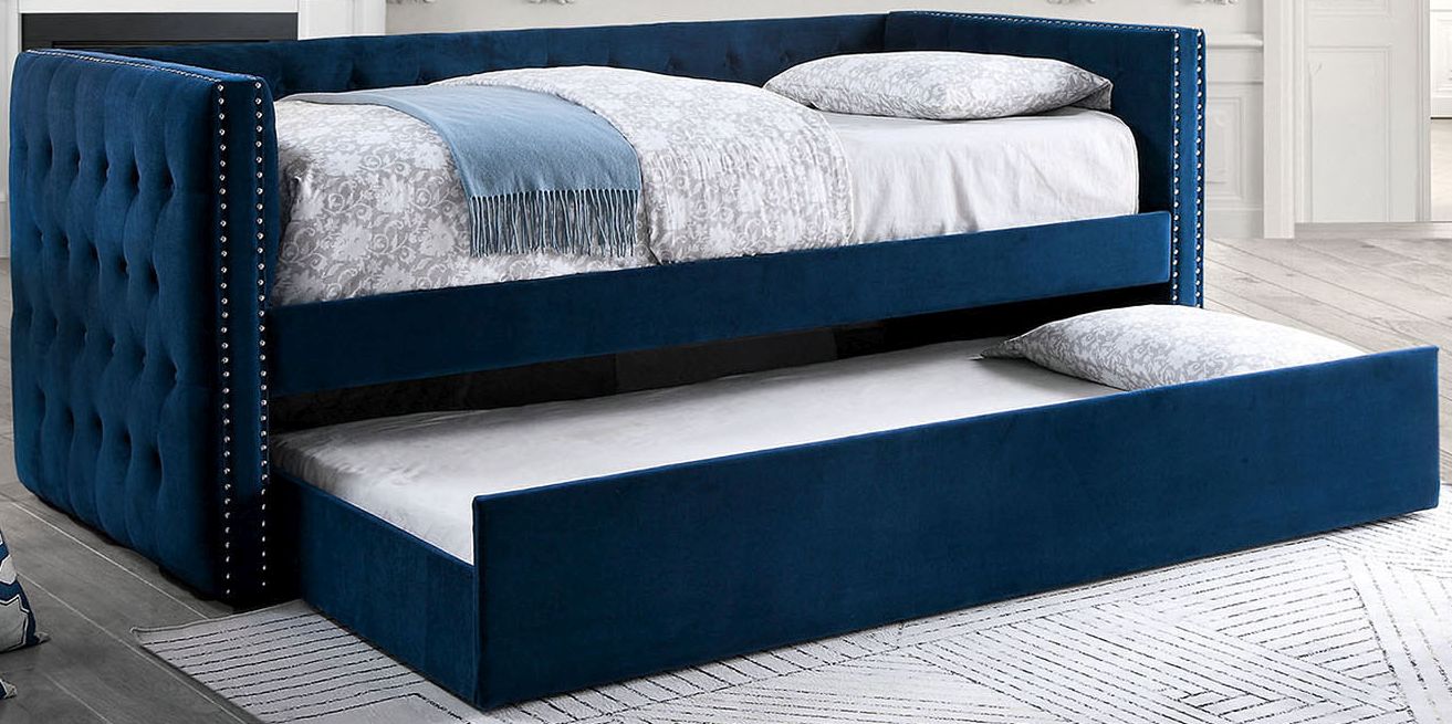 Furniture of America Susanna Navy Daybed with Trundle