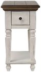 TEI Vintage Estates Antique White/Dark Knotty Oak Chair Side Table-1