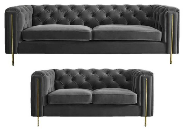 Steve Silver Co. Charlene 2-Piece Gray Velvet Sofa and Loveseat Set