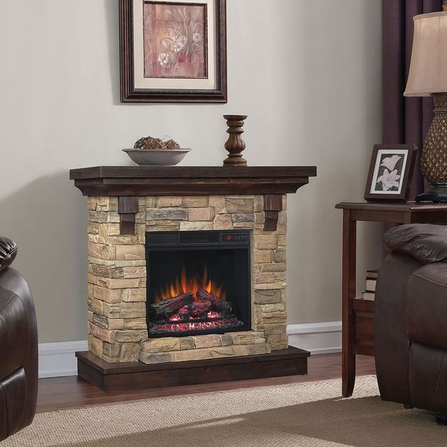 ClassicFlame® Eugene Aged Coffee Wall Fireplace Mantel-1