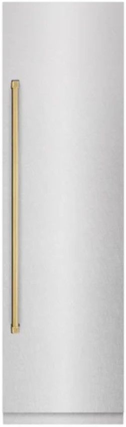 ZLINE Autograph Edition 24" 12.5 Cu. Ft. Satin Stainless Steel Column Refrigerator with Graphite Gray Interior and Polished Gold Accents-0