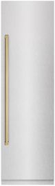 ZLINE Autograph Edition 24 in. 12.5 Cu. Ft. Column Refrigerator in Satin Stainless Steel with Graphite Gray Interior and Polished Gold Accents-0