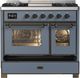 Ilve® Majestic III 40" Blue Gray Pro Style Dual Fuel Natural Gas Range with Triple Glass Door and Burnished Trim-1