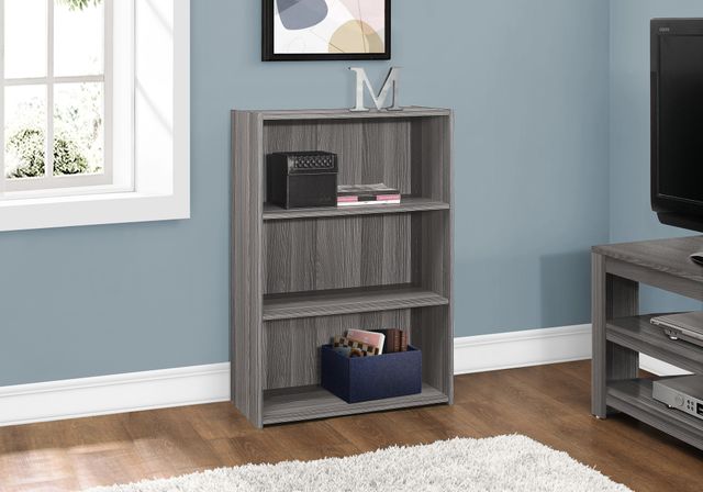 Monarch Specialties Inc. 36"H Grey 3 Shelves Bookcase-1