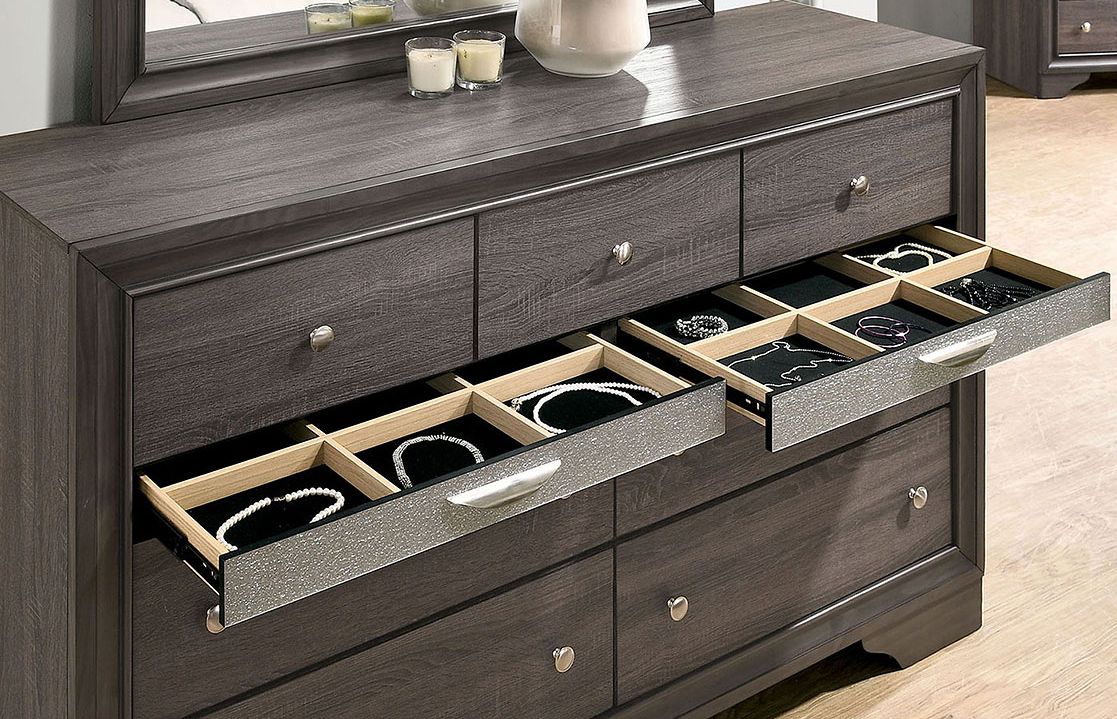 Furniture of America® Chrissy Gray Five Piece Queen Bedroom Set