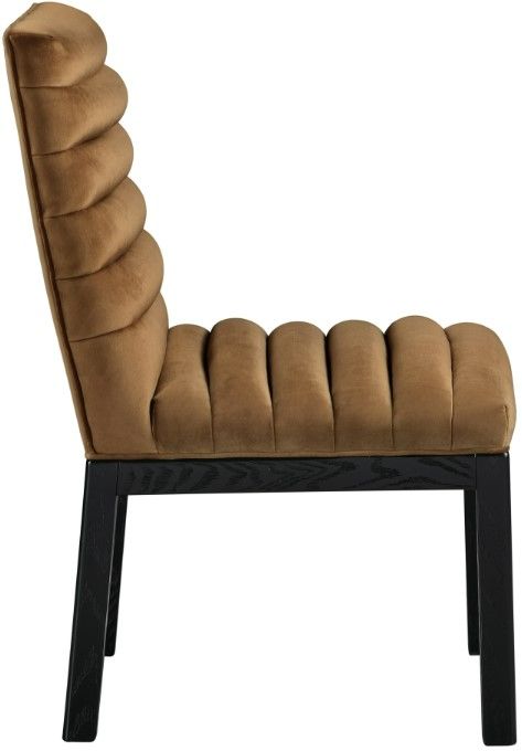 Meridian Furniture Evelyn Saddle/Black Velvet Upholstered Side Chair-2