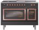 Ilve® Nostalgie II Noblesse 48'' Graphite Matte Pro Style Dual Fuel Range with Copper Trim-1