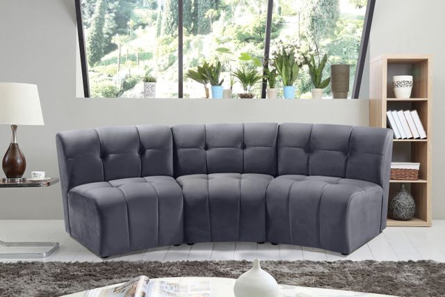 Meridian Furniture Limitless 3-Piece Grey Velvet Modular Sectional-1