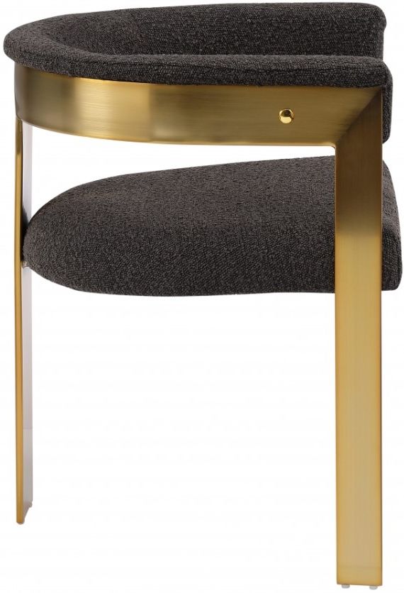 Meridian Furniture Romeo Brown/Brushed Gold Boucle Upholstered Dining Chair-2
