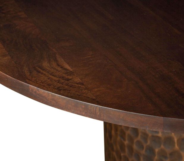 Home Trends & Design Santa Cruz Brown 60" Round Dining Table with Antique Bronze Base-2